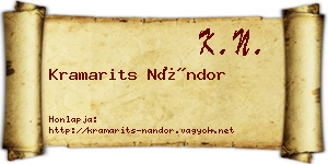 Kramarits Nándor névjegykártya